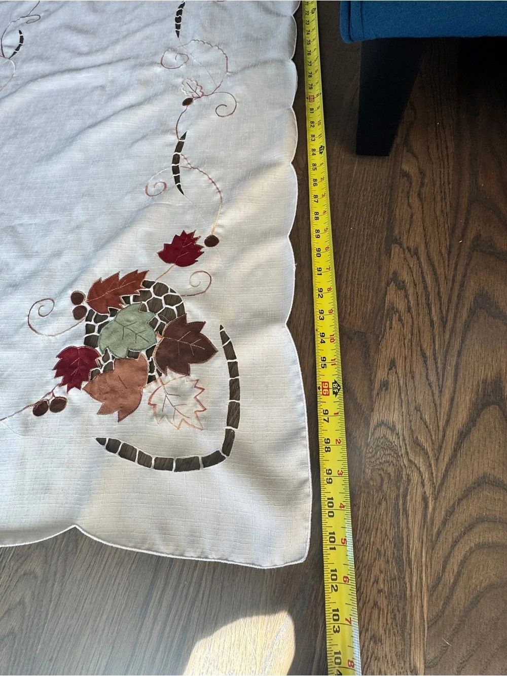 Embroidered Autumn Leaf table cloth with cut out pattern